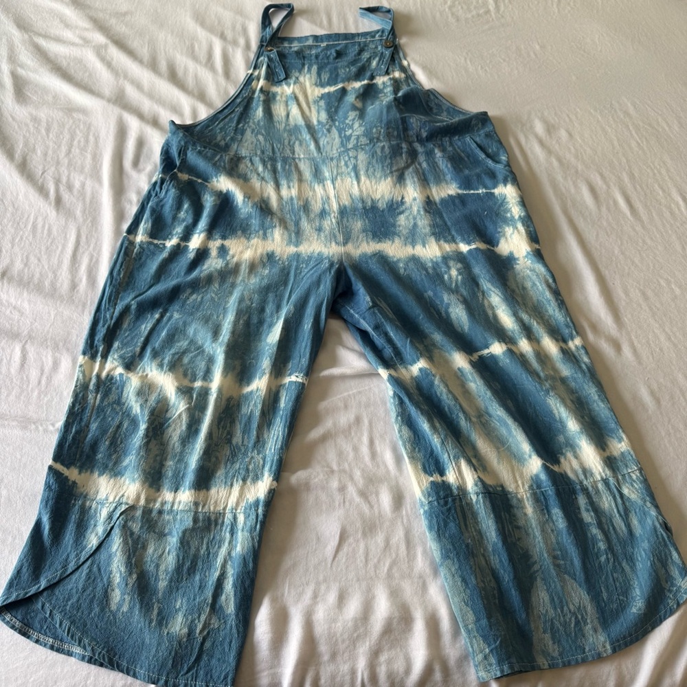 Shibori Indigo Baggy Overalls (hand dyed)